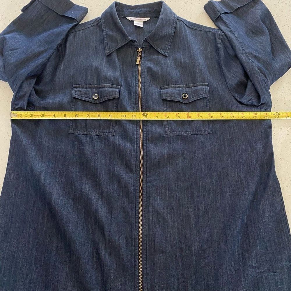 Allison Daily Size 14 Denim Zip Up Chambray Denim Shirt - Picture 7 of 10
